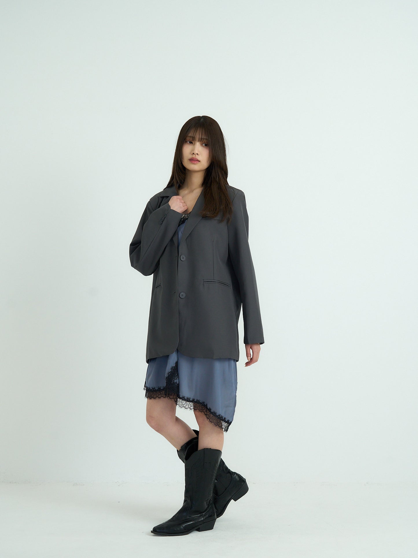 diagonal back slit jacket