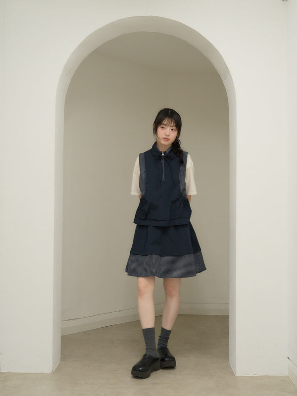 check vest & skirt set