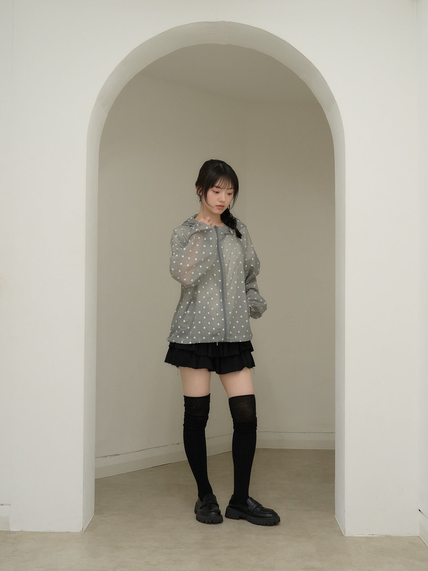 dot sheer hoodie