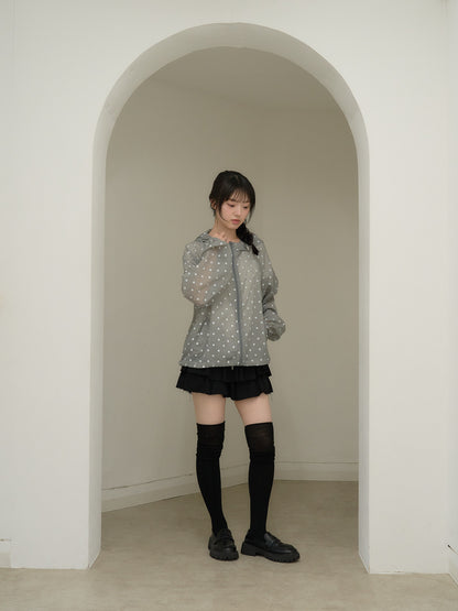 dot sheer hoodie