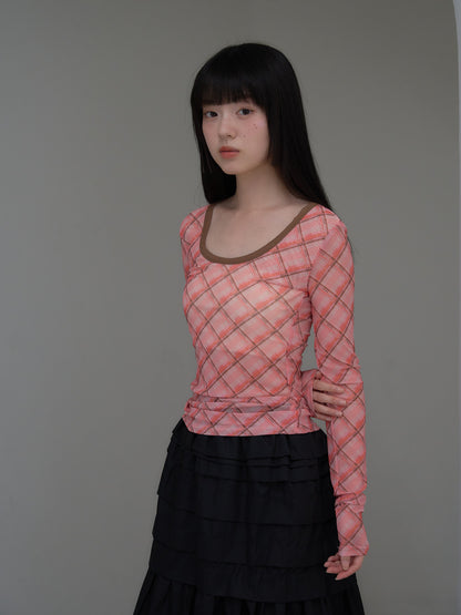 check slim long sleeve tee
