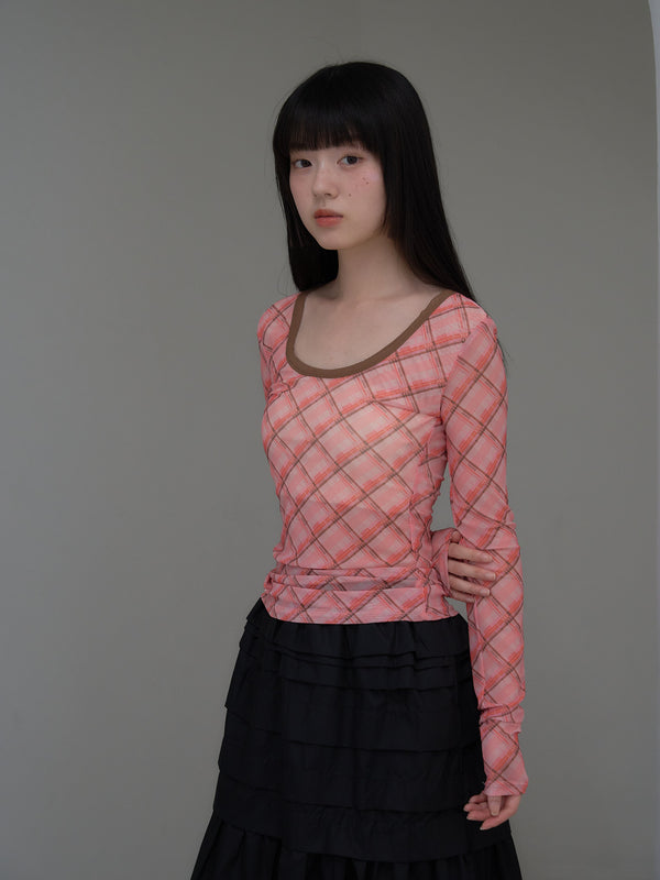 check slim long sleeve tee