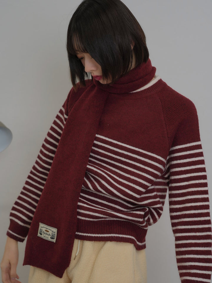 border knit top scarf set