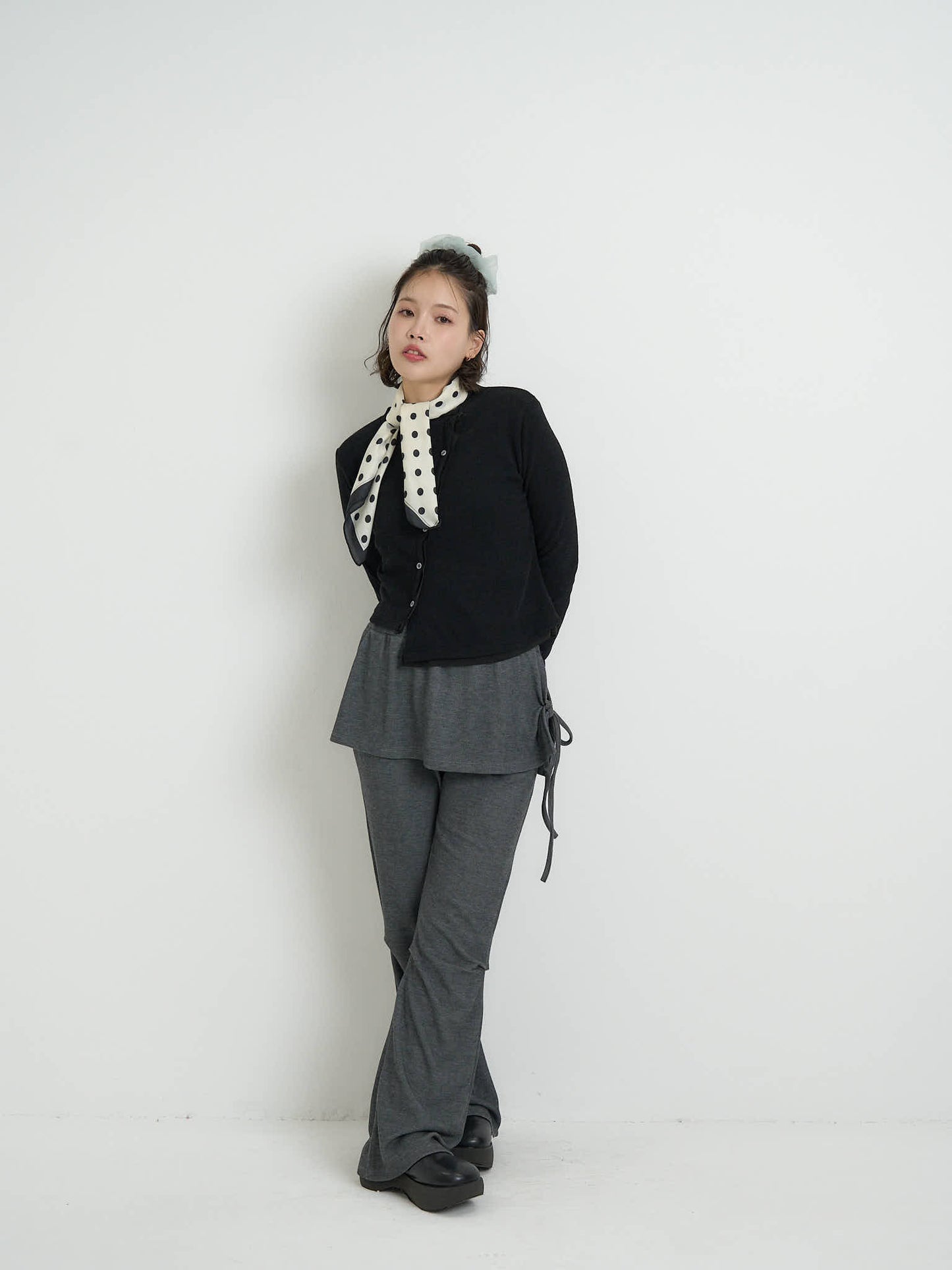 asymmetric button rib cardigan