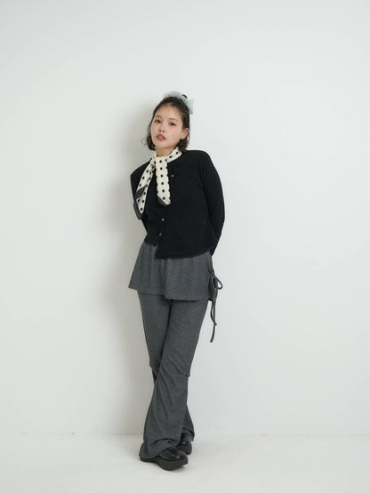 asymmetric button rib cardigan