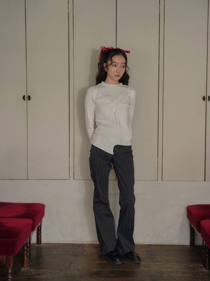 low rise pinstripe flare pants