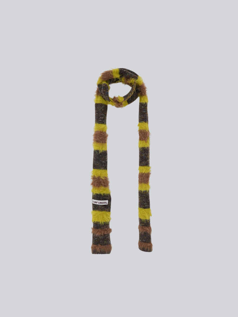 furry stripe knit muffler