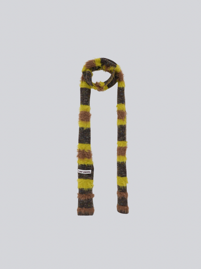 furry stripe knit muffler