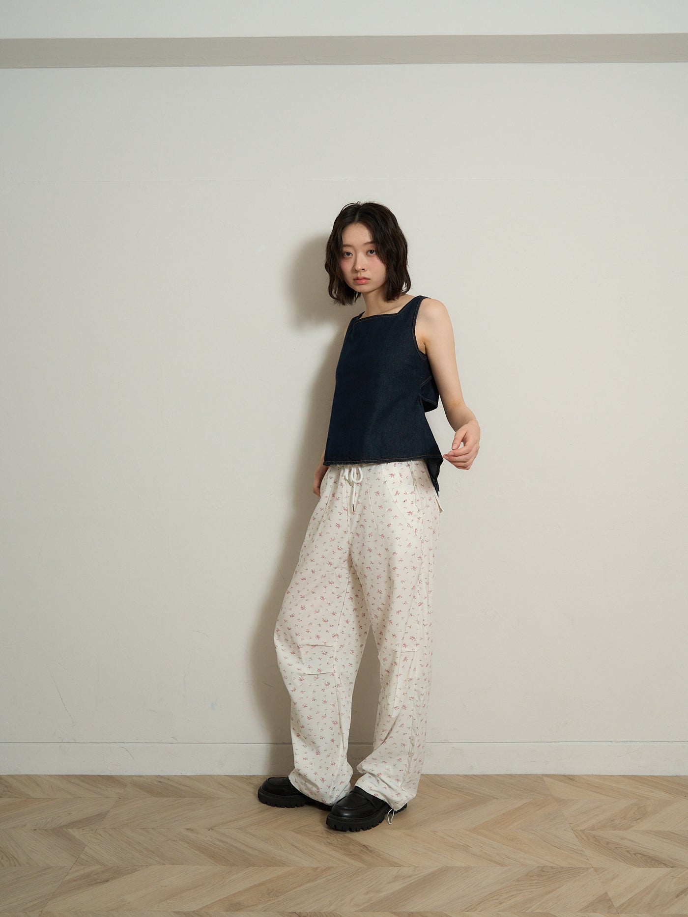 square neck denim top