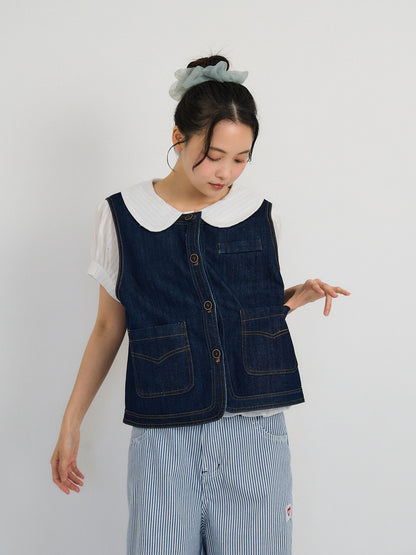 denim stitch vest