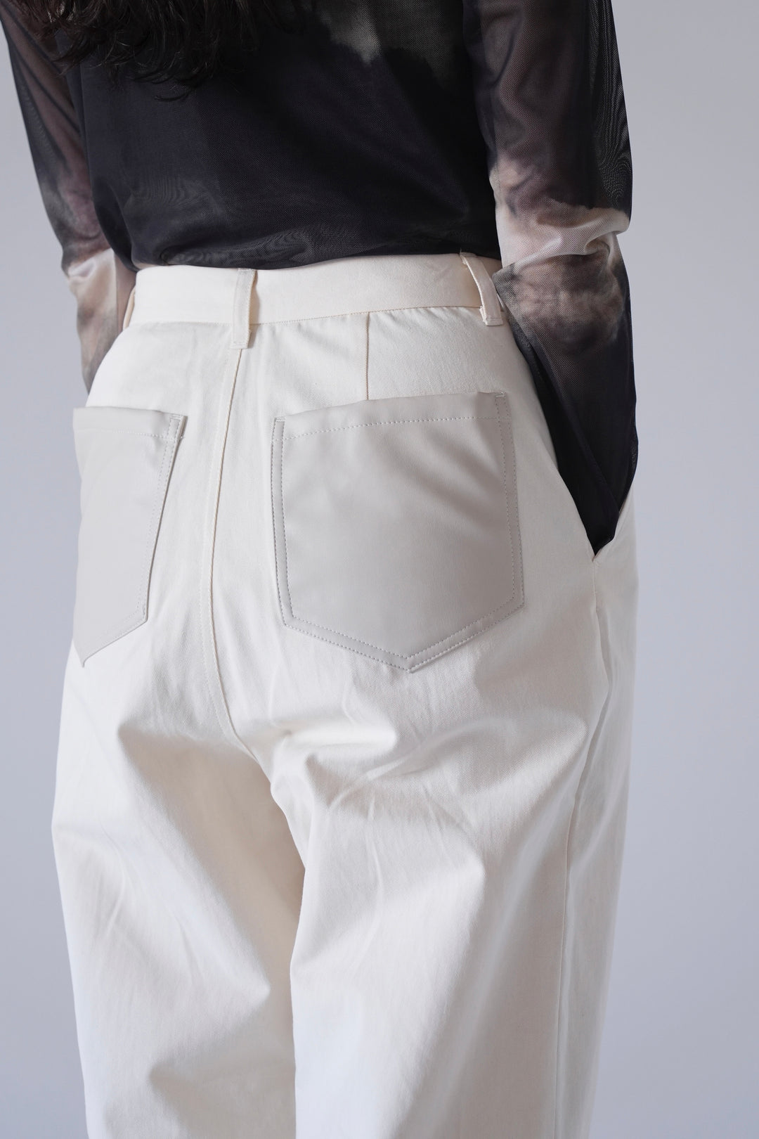 fake leather switching pants
