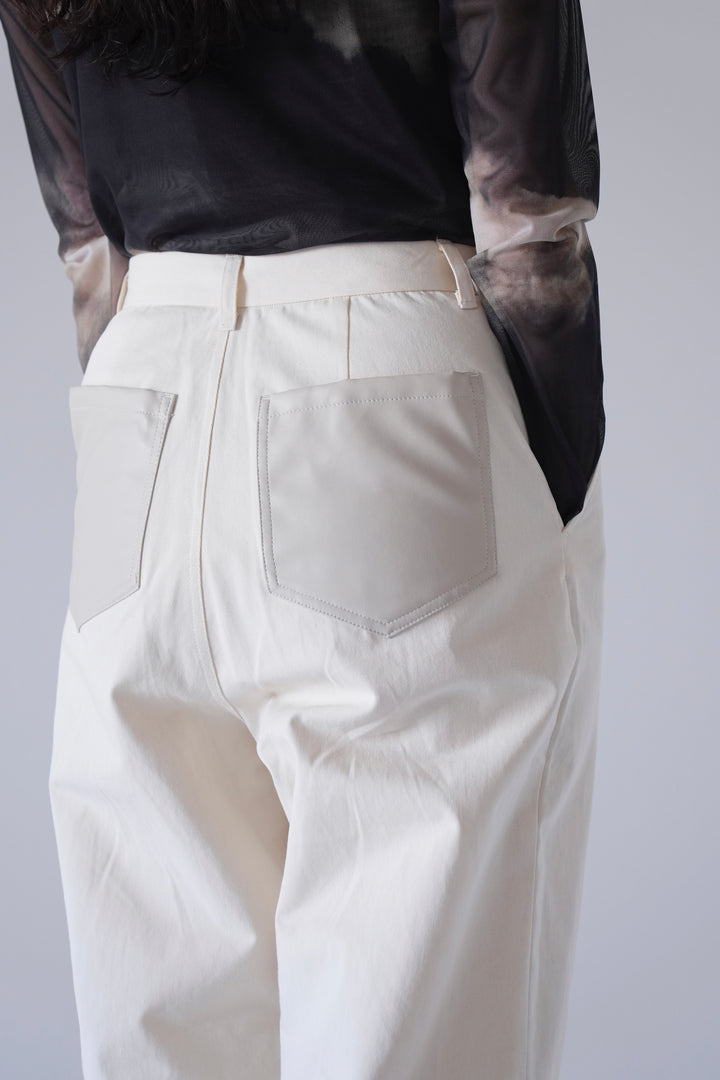 fake leather switching pants