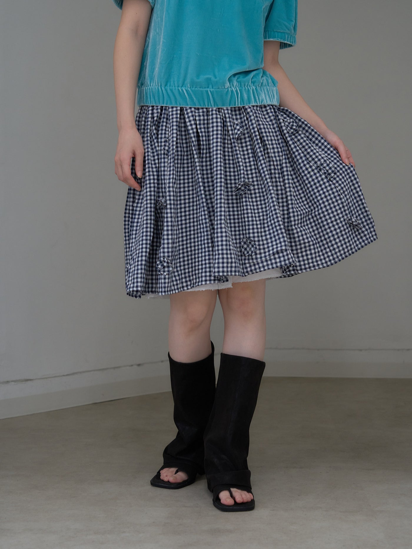 navy check skirt