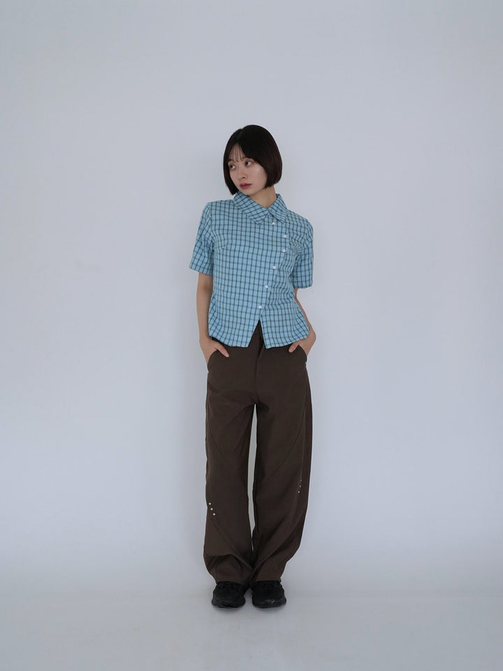 retro check button shirt