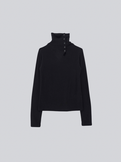 button high neck knit