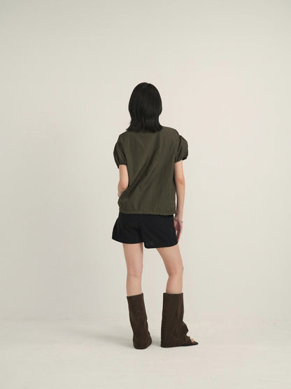 stand collar zip short jacket