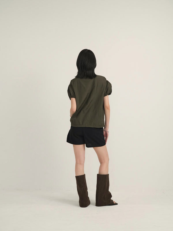 stand collar zip short jacket