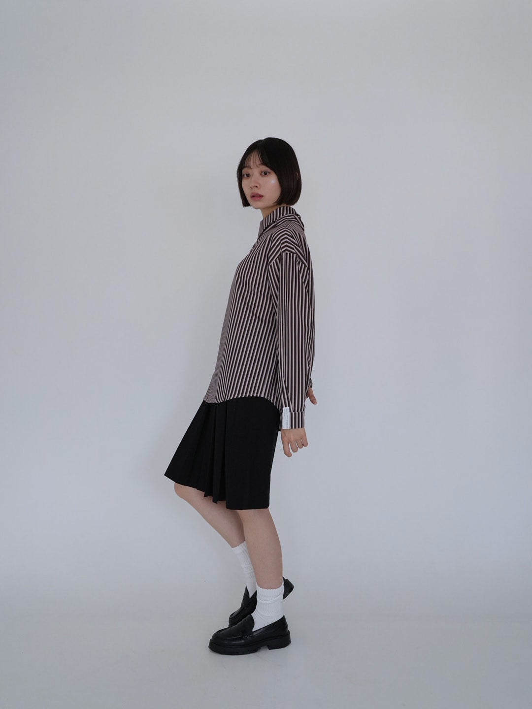 【8月26日発送予定】asymmetric stripe shirt