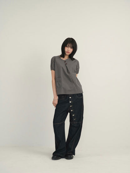 asymmetry check blouse