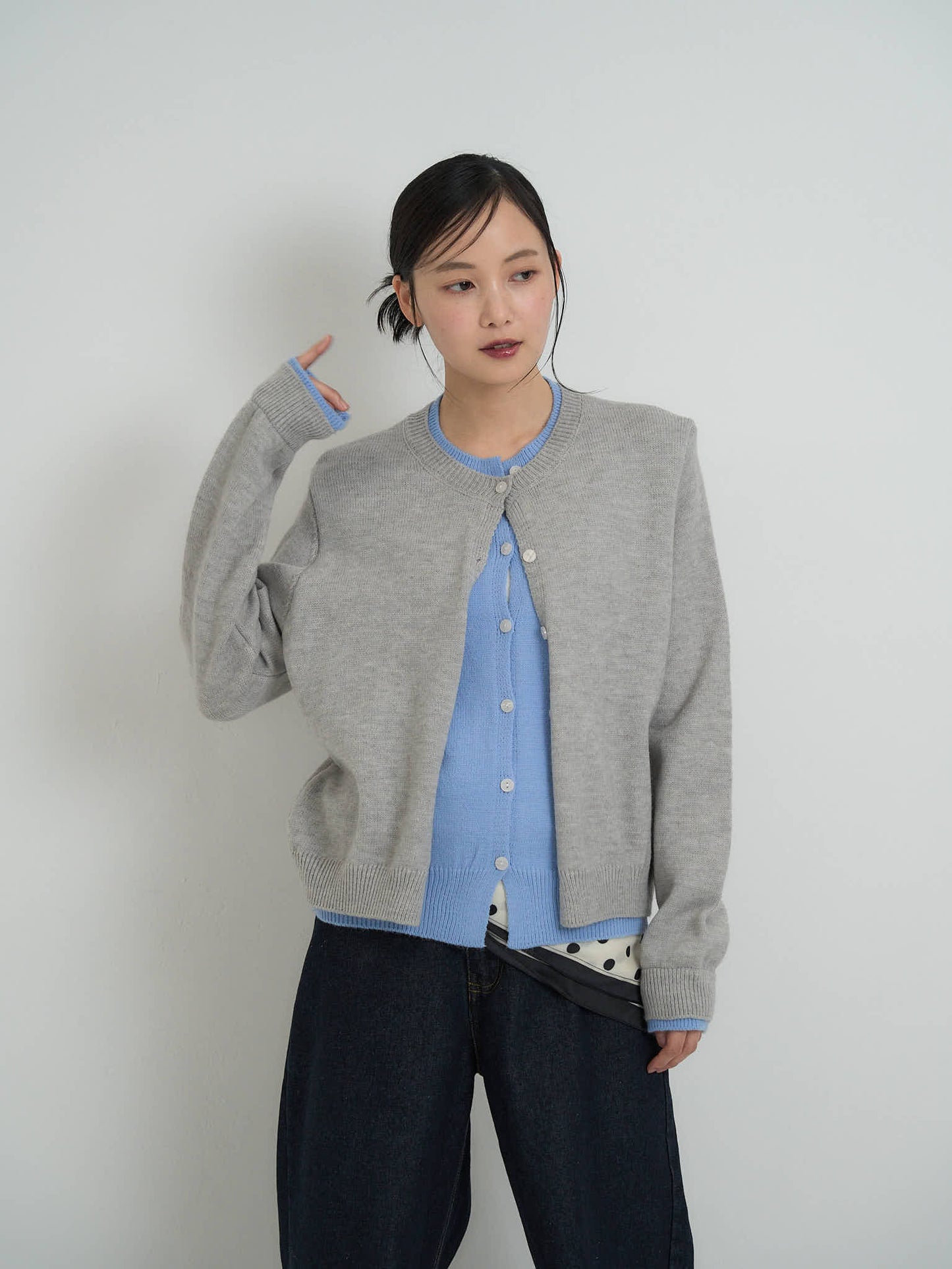 layered knit cardigan