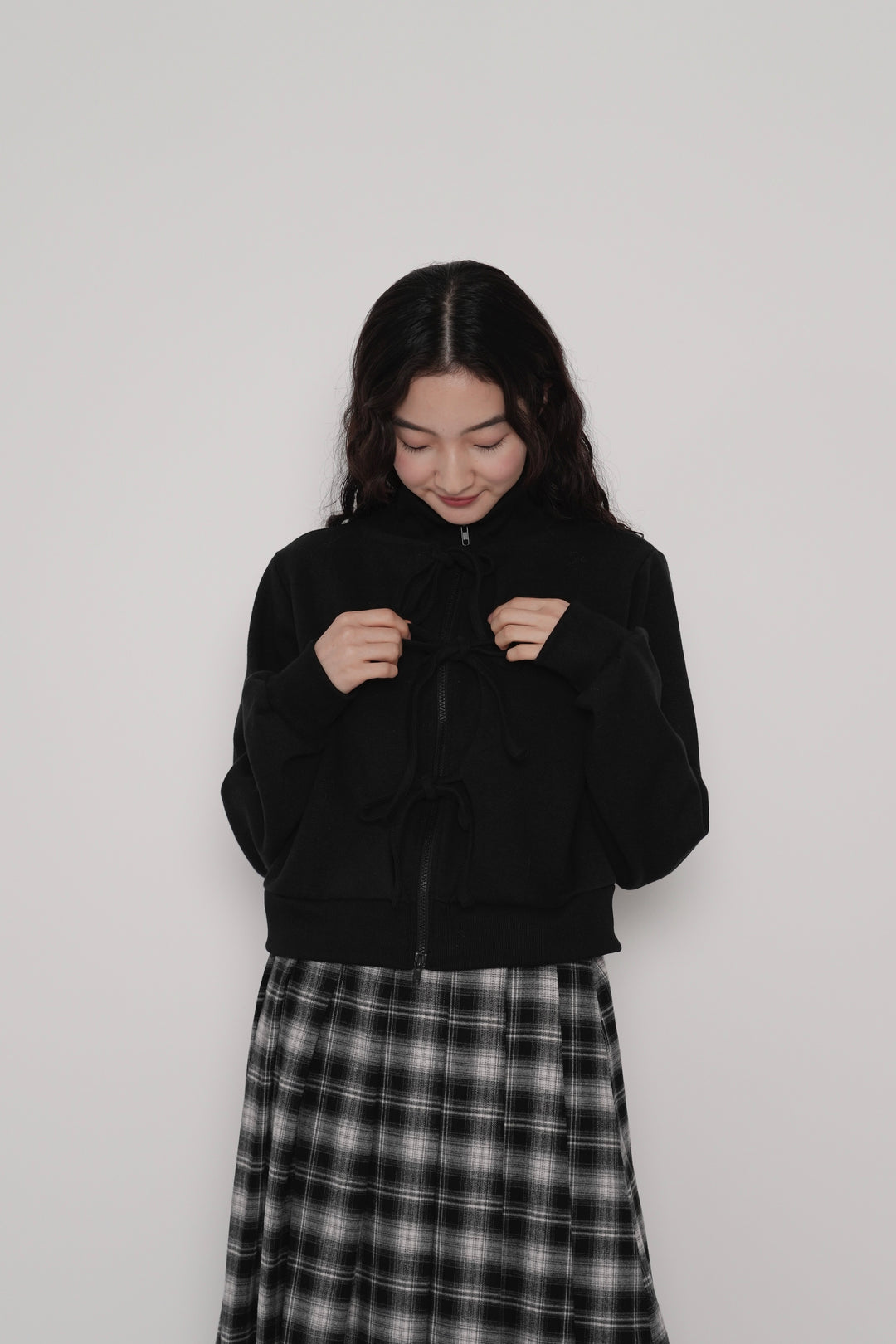 front ribbon zip parka