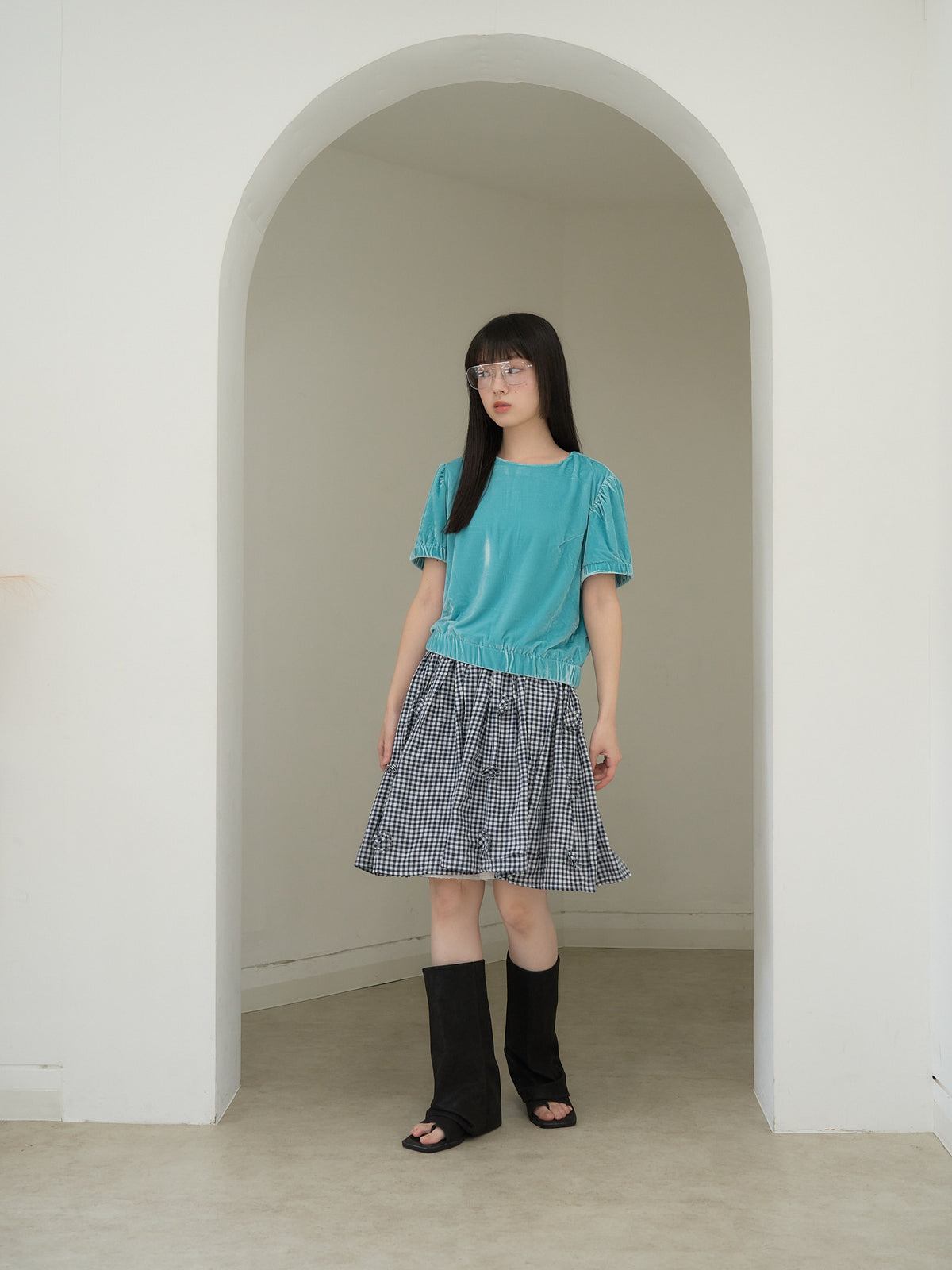 velour puff sleeve top