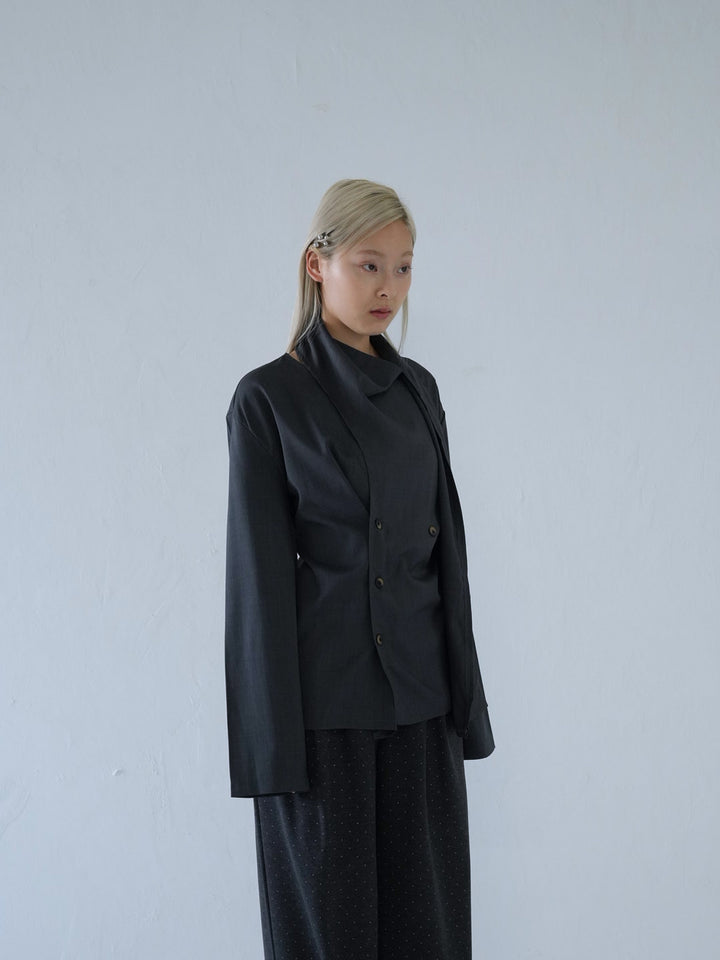【 10月上旬発送予定 】drape neck asymmetric blouse