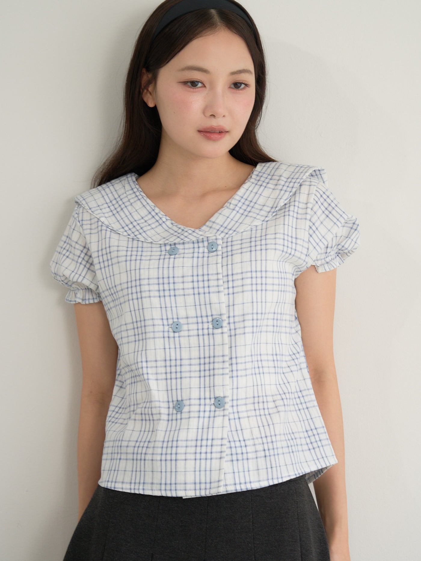 check sailor blouse