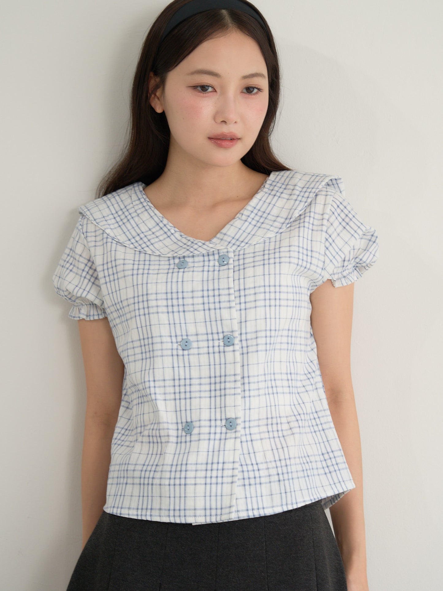 check sailor blouse