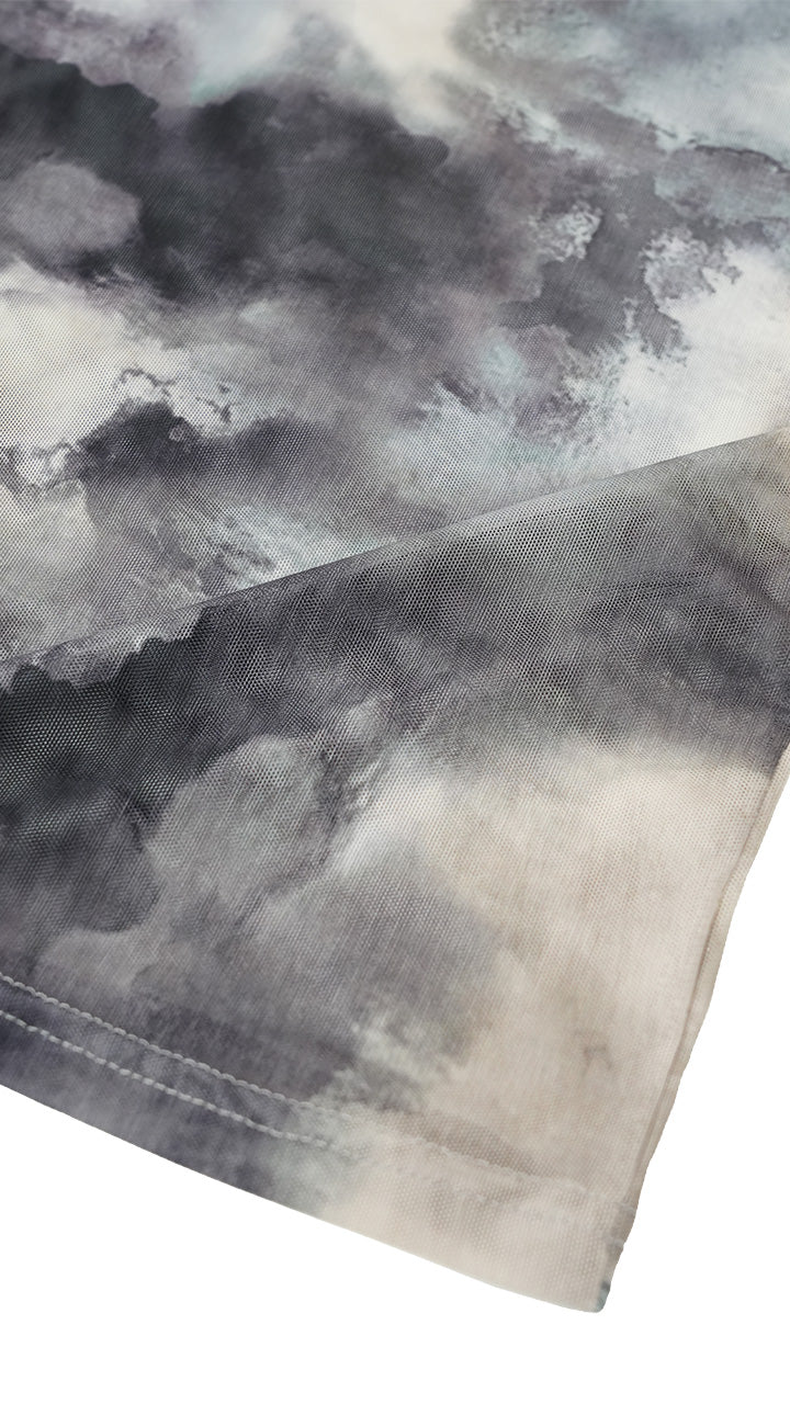 marble high neck sheer tops