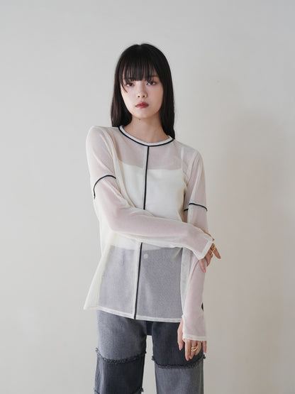 line mesh pullover