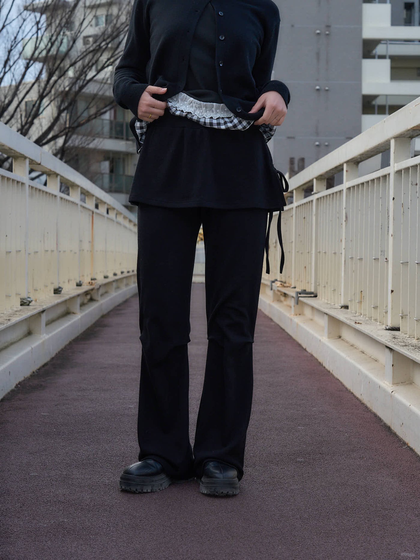 レイヤード フレアパンツ 大人カジュアル レディース Uenui
