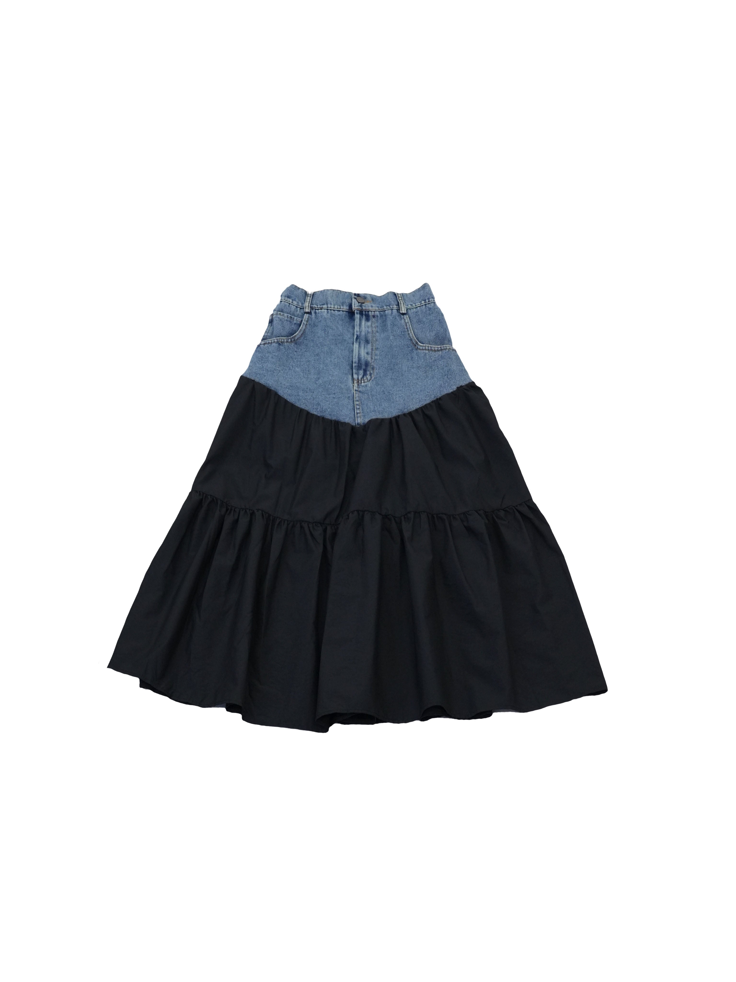 denim tiered skirt