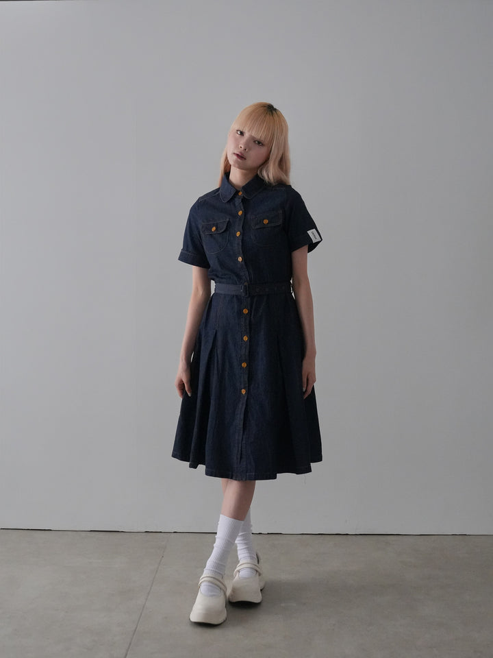 belted denim shirt dress