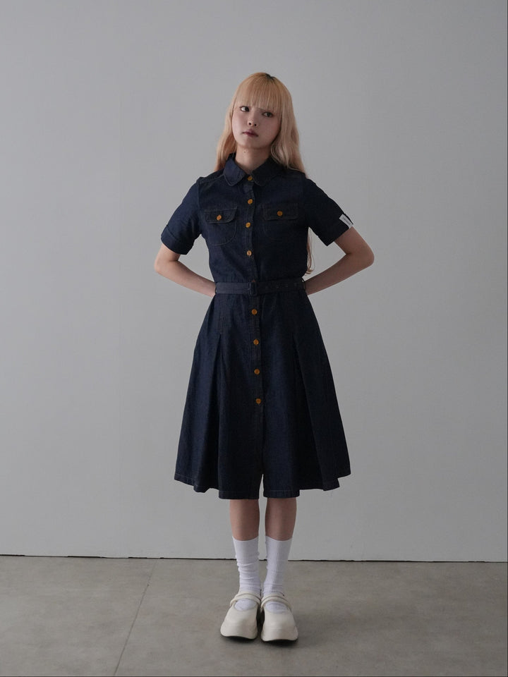 belted denim shirt dress