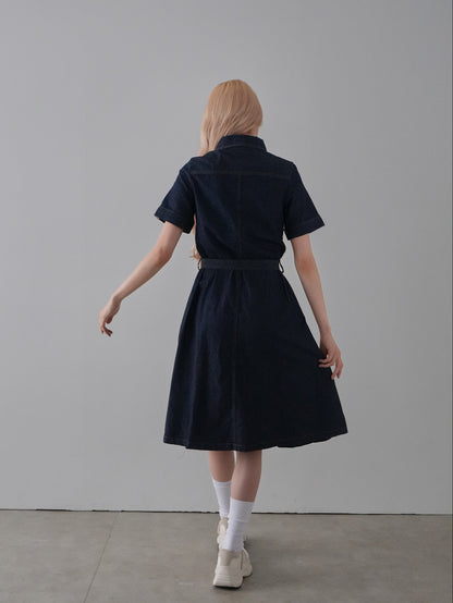 belted denim shirt dress