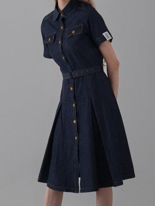 belted denim shirt dress