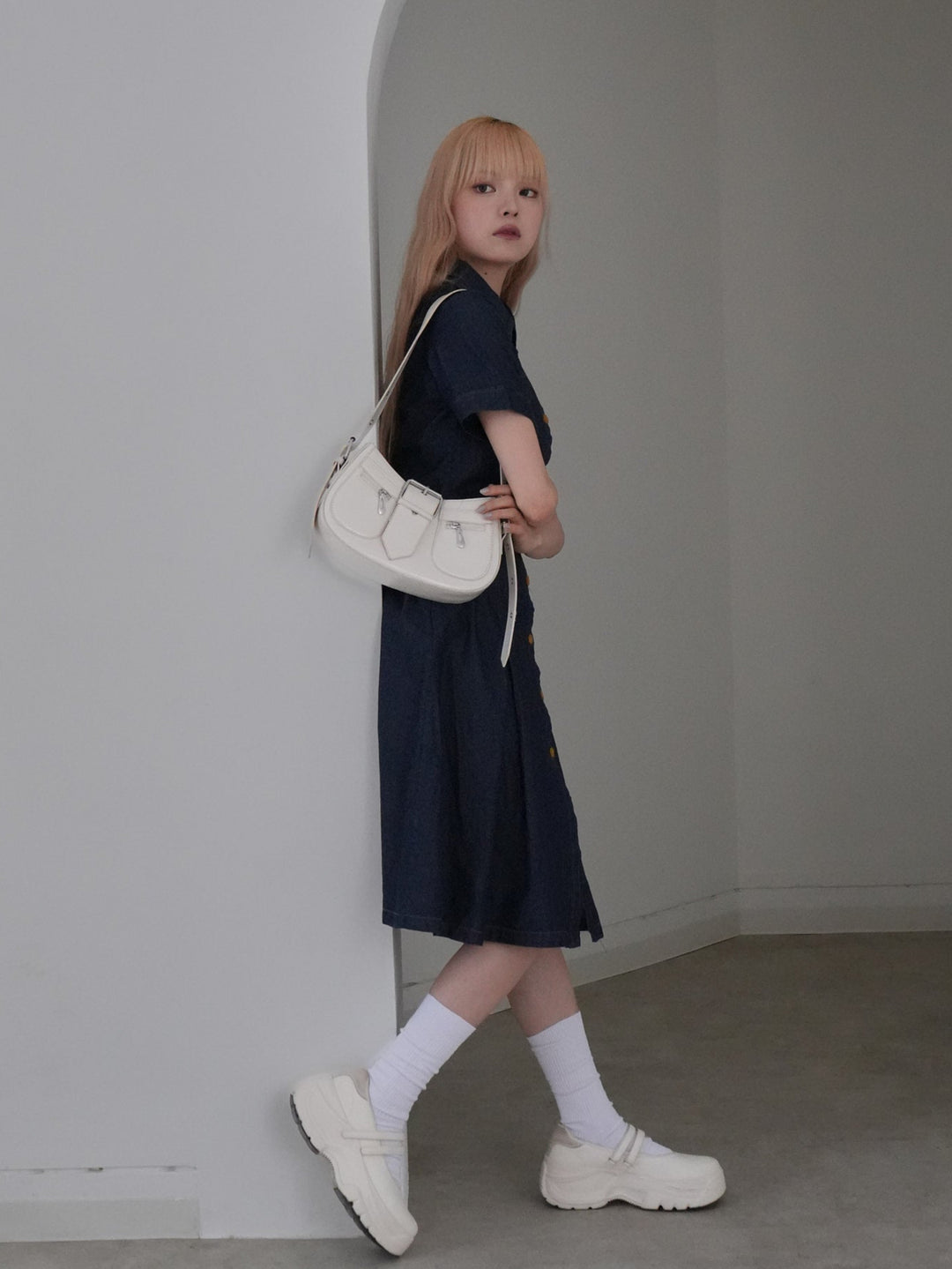 belted denim shirt dress