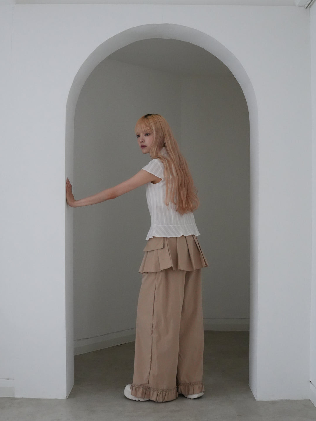 pleated wrap pants