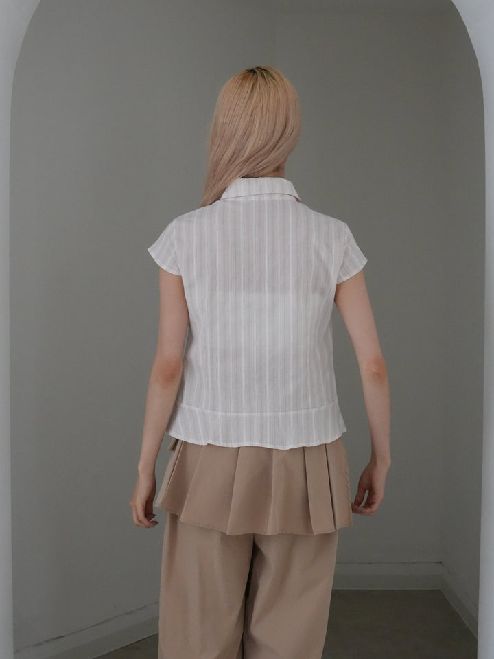 puff sleeve stripe peplum blouse