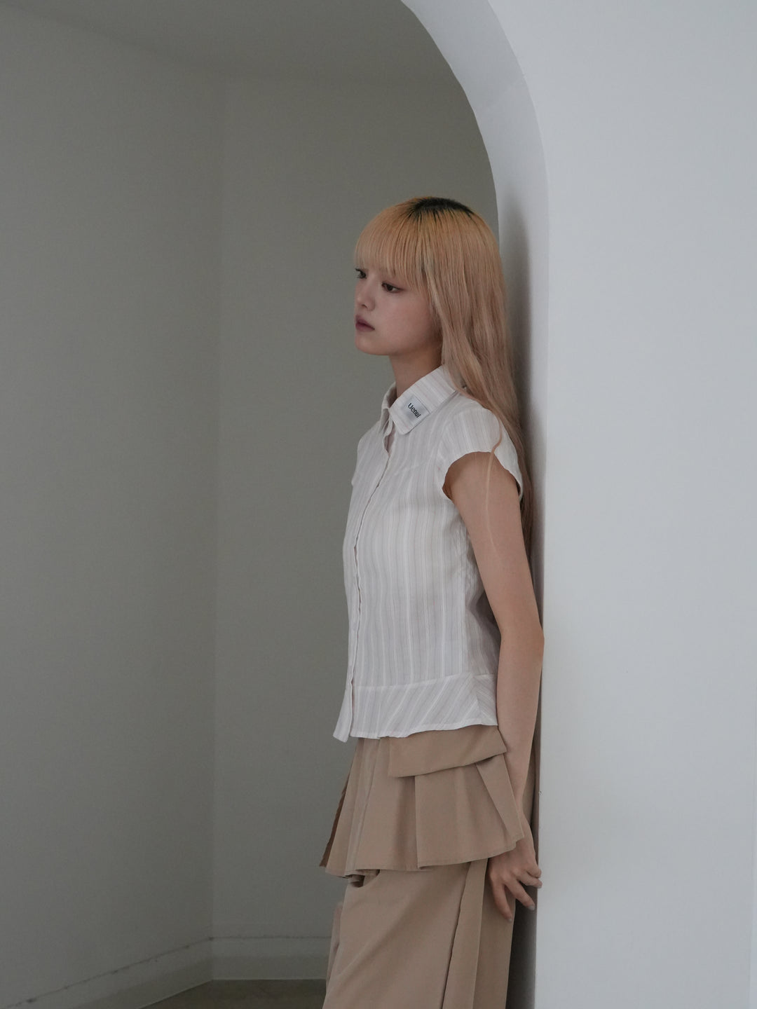 puff sleeve stripe peplum blouse