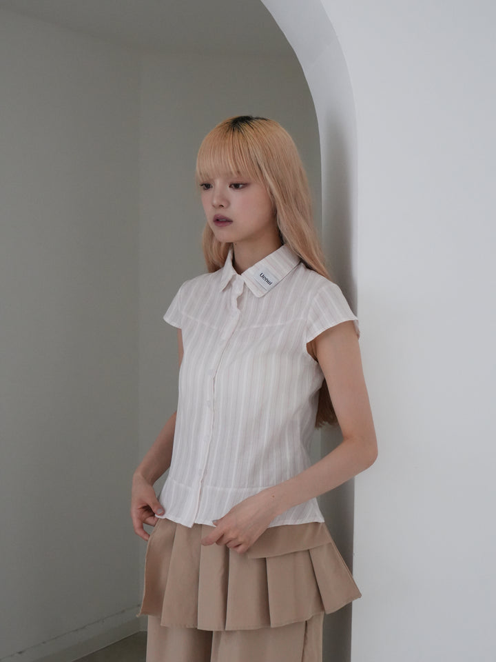 puff sleeve stripe peplum blouse