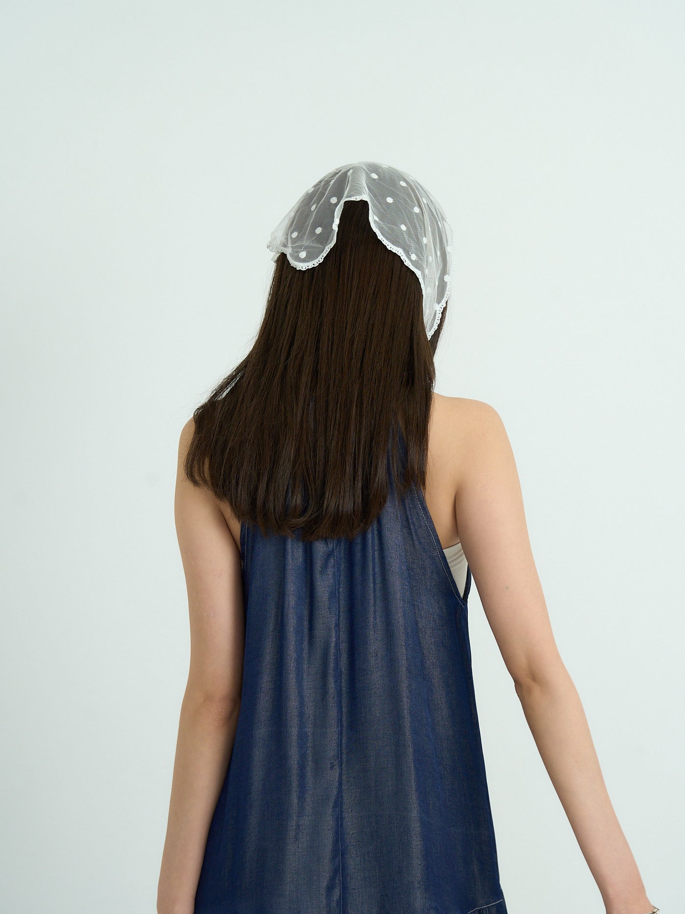 denim tiered halter dress