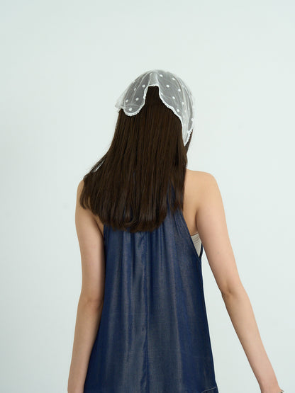 denim tiered halter dress