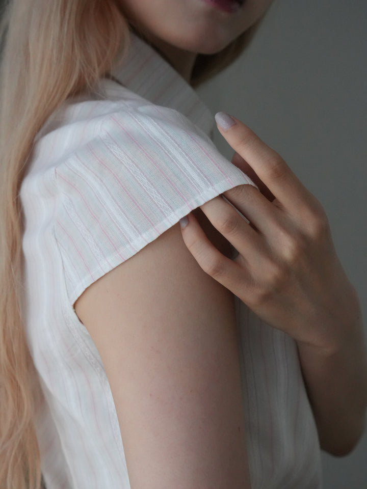 puff sleeve stripe peplum blouse