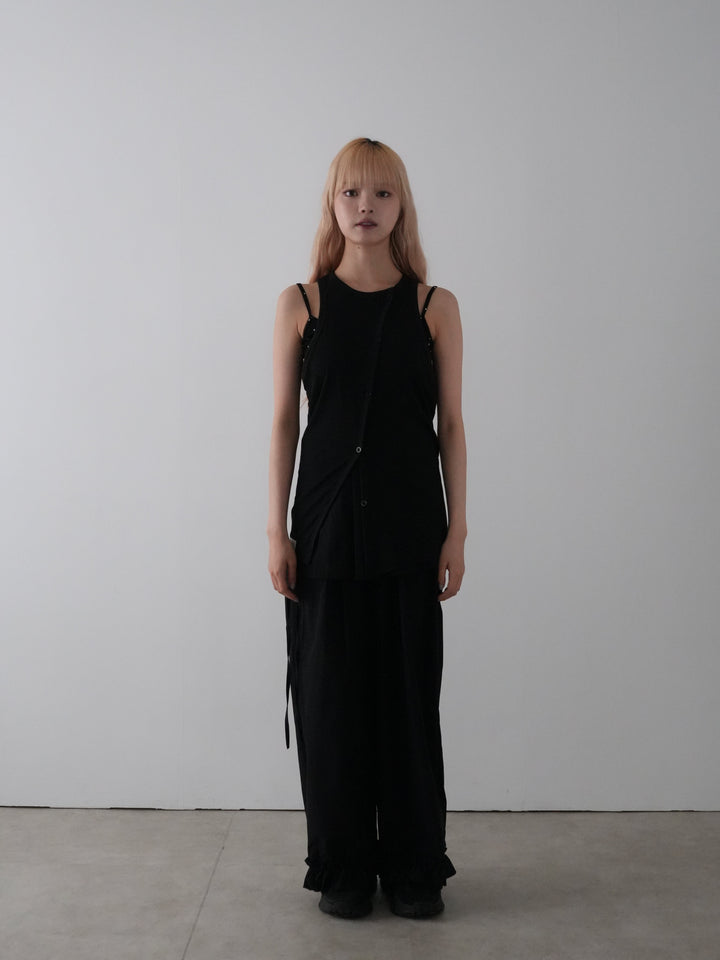 asymmetric button rib tank top
