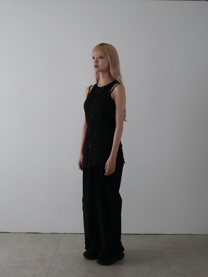 asymmetric button rib tank top