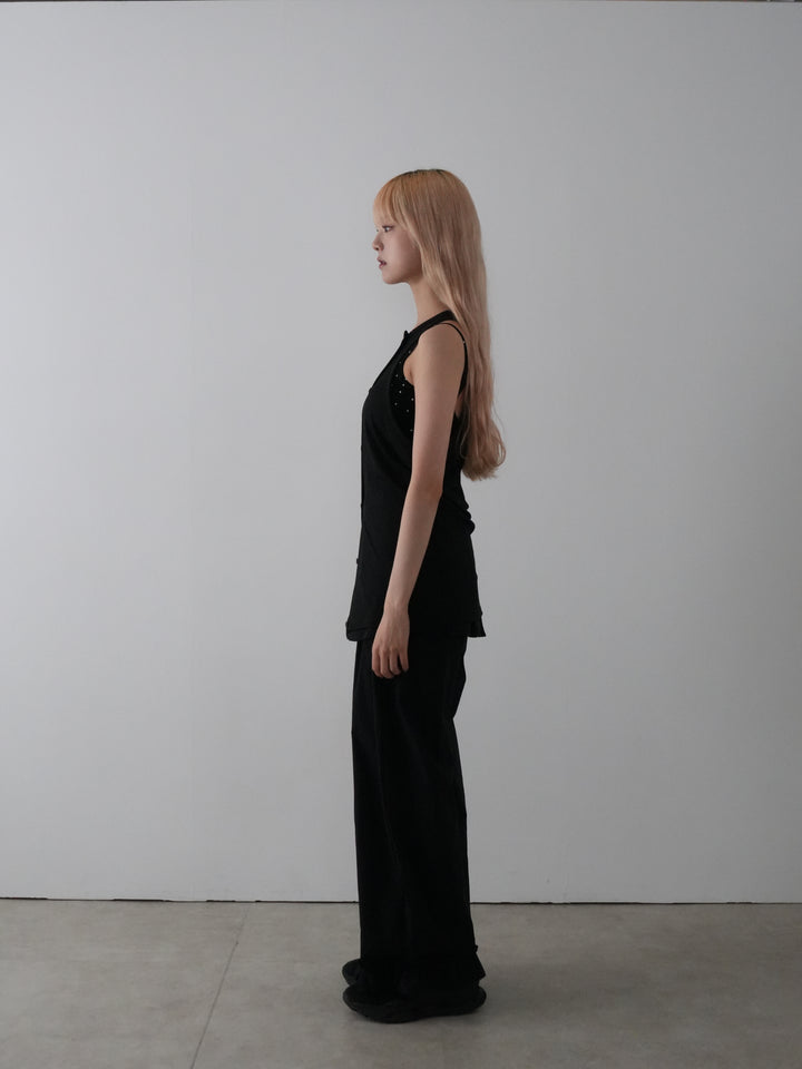 asymmetric button rib tank top