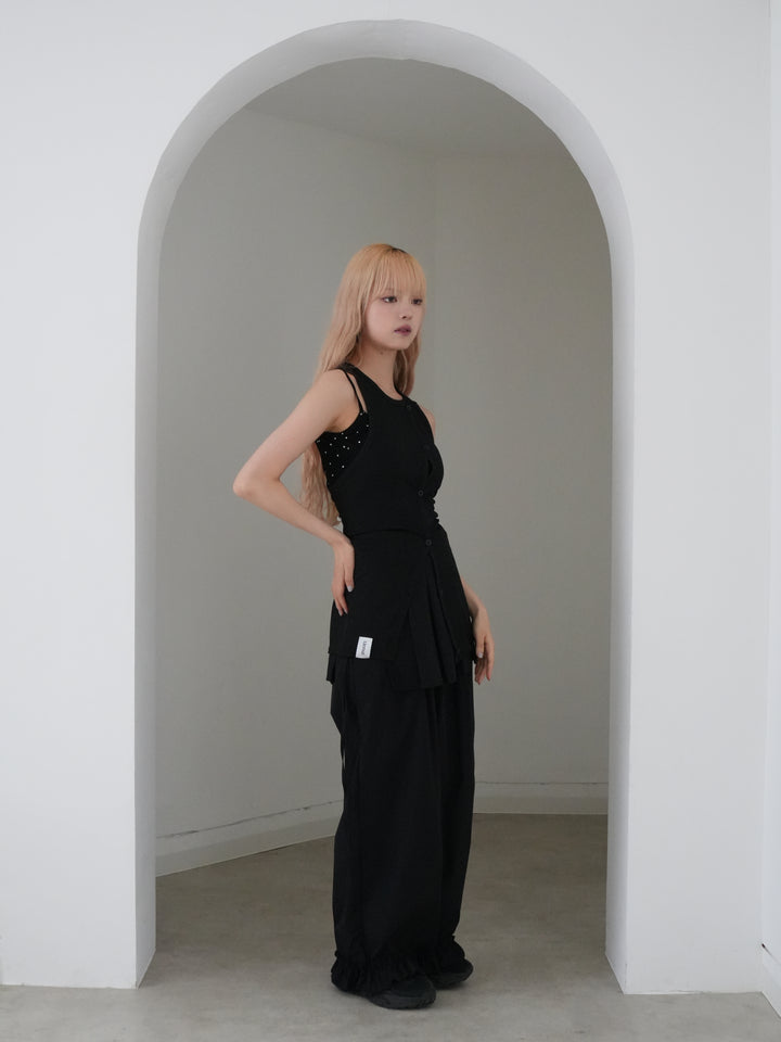 asymmetric button rib tank top