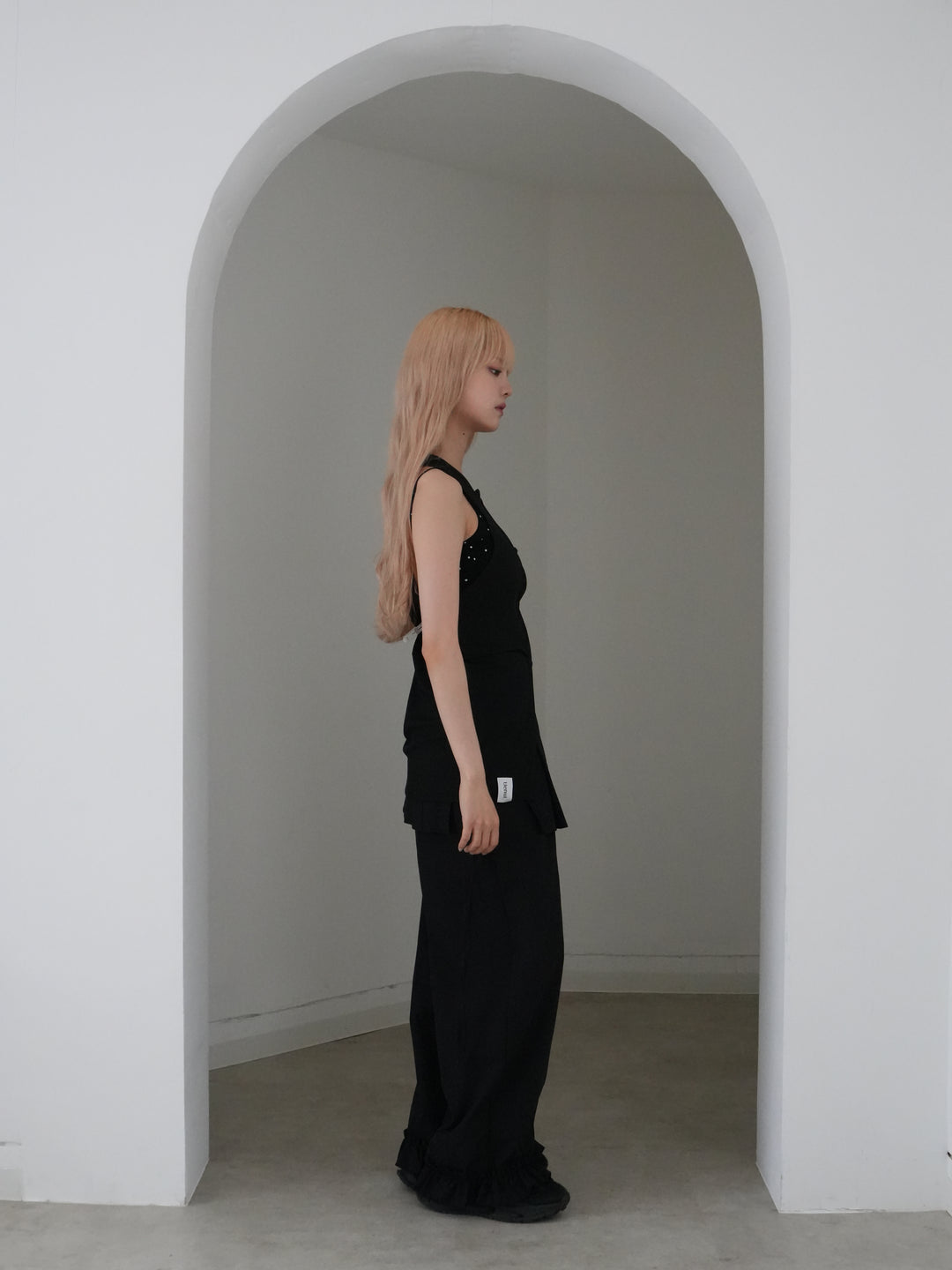 asymmetric button rib tank top